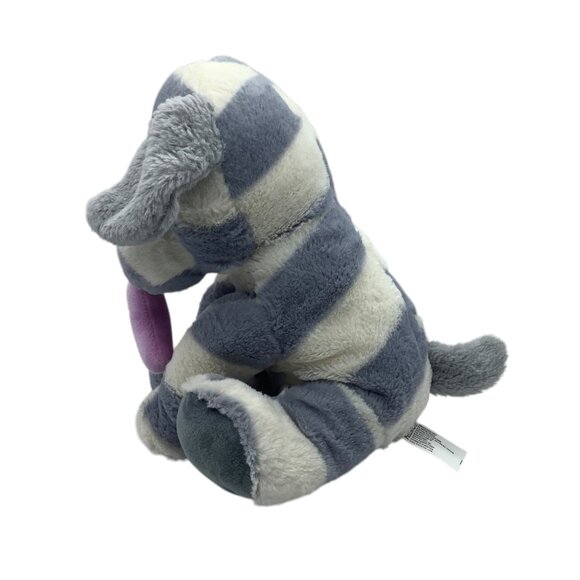 KellyToy Striped Gray & White Plush Dog Toy Holding Pink "Kisses" Heart 10.5” - Picture 6 of 9